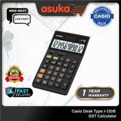 Casio Compact Desk Type J-120B 12 Digits GST Calculator