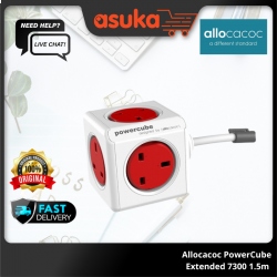 Allocacoc PowerCube Extended 7300 1.5m Boston Red 5Gang Extension