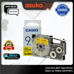 CASIO EZ-Label Tape (9mm) Black on Yellow (XR-9YW1)