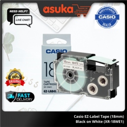 CASIO EZ-Label Tape (18mm) Black on White (XR-18WE1)