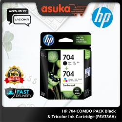 HP 704 COMBO PACK Black & Tricolor Ink Cartridge (F6V33AA)
