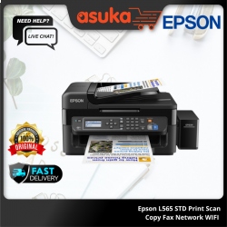 Epson L565 STD Print Scan Copy Fax Network WIFI Direct, Black print 9.2 ipm, Color print 4.5 ipm, Epson iPrint, Apple Air & Google Print Printer