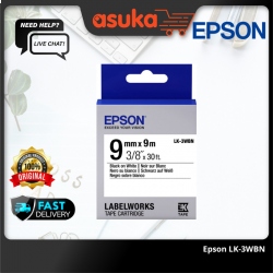 Epson LK-3WBN LabelWorks Tape - 9mm Black on White Tape (C53S653501)