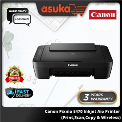 Canon Pixma E470 Inkjet Aio Printer (Print,Scan,Copy & Wireless)
