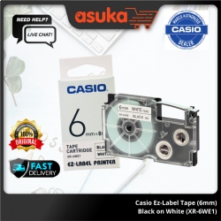 CASIO EZ-Label Tape (6mm) Black on White (XR-6WE1)