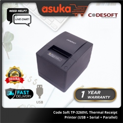 Code Soft TP-3260VL Thermal Receipt Printer (USB + Serial + Parallel)