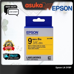 Epson LK-3YBP LabelWorks Tape - 9mm Black on Yellow Tape