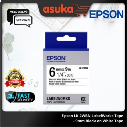Epson LK-2WBN LabelWorks Tape - 9mm Black on White Tape