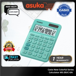 Casio New Colorful Series Calculator - MS-20UC-GN