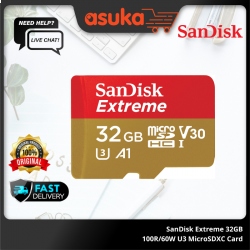 SanDisk Extreme 32GB 100R/60W U3 MicroSDXC Card (SDSQXAF-032G-GN6AA)