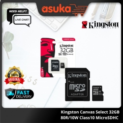Kingston Canvas Select 32GB 80R/10W Class10 MicroSDHC Card