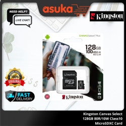 Kingston Canvas Select 128GB 80R/10W Class10 MicroSDXC Card