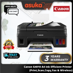 Canon G4010 A4 Ink Efficient Printer (Print,Scan,Copy,Fax & Wireless) 3 Yrs Warranty or 30,000pages whichever comes first