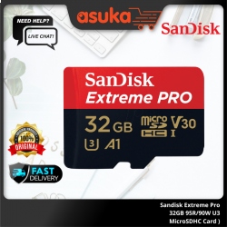 Sandisk Extreme Pro 32GB 95R/90W U3 MicroSDHC Card (SDSQXCG-032G-GN6MA)