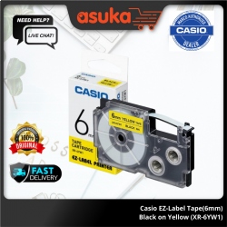 Casio EZ-Label Tape(6mm) Black on Yellow (XR-6YW1)
