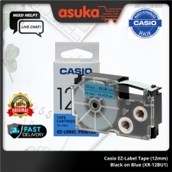 CASIO EZ-Label Tape (12mm) Black on Blue (XR-12BU1)