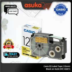 CASIO EZ-Label Tape (12mm) Black on Gold (XR-12GD1)