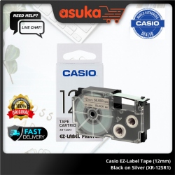CASIO EZ-Label Tape (12mm) Black on Silver(XR-12SR1)