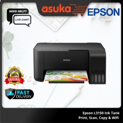 Epson L3150 Ink Tank Print, Scan, Copy & Wifi Printer (Warranty 1Years + 1Years online Register @ 30,000 Pages Printing)