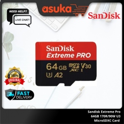 Sandisk Extreme Pro 64GB 170R/90W U3 MicroSDXC Card (SDSQXCY-064G-GN6MA)