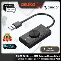 ORICO SC2 Driver Free USB External Sound Card with 2 headset port + 1 Microphone Port (1 yrs Limited Hardware Warranty)