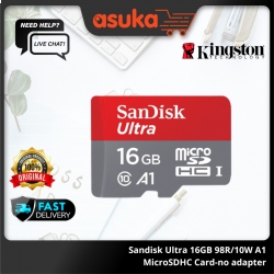 Sandisk Ultra 16GB 98R/10W A1 MicroSDHC Card-no adapter (SDSQUAR-016G-GN6MN)