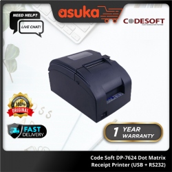 Code Soft DP-7624 Dot Matrix Receipt Printer (USB + RS232)