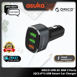 ORICO UPB-3U 38W 3 Ports (QC3.0*1) USB Smart Car Charger (1 Year Limited Hardware Warranty)