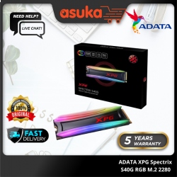 ADATA XPG Spectrix S40G RGB 512GB M.2 2280 NVMe SSD (Up to 3500MB/s Read & 2400MB/s Write)