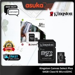 Kingston Canvas Select Plus 64GB 100R/10W Class10 MicroSDXC Card