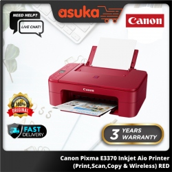 Canon Pixma E3370 Inkjet Aio Printer (Print,Scan,Copy & Wireless) RED