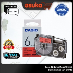 Casio EZ-Label Tape(6mm) Black on Red (XR-6RD1)
