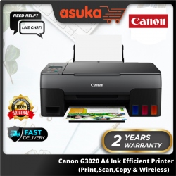 Canon G3020 A4 Ink Efficient Printer (Print,Scan,Copy & Wireless) 2 Yrs Warranty or 30,000pages whichever comes first
