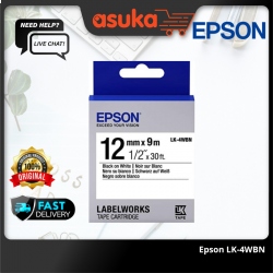 Epson LK-4WBN Label/works Tape - 12mm Black on White Tape