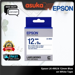 Epson LK-4WLN 12mm Blue on White Tape