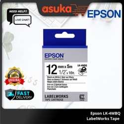 Epson LK-4WBQ LabelWorks Tape - 12mm Black on White Tape (C53S625609)
