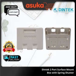 Dintek 2 Port Surface Mount Box with Spring Shutter ( For Cat.5e & Cat.6 K/Jack) [1301-02013]