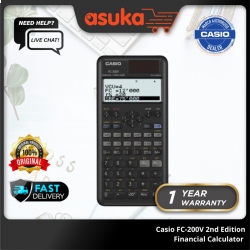 Casio FC-200V 2nd Edition Financial Calculator with 2 way power