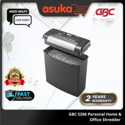 GBC S206 Personal Home & Office Shredder (Straight Cut, 6 Sheets 70gm, 1.8m/min, 9 Litres, 3 min on/ 60 min off)